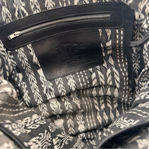 Little Guatemala large CDB black/white/grey front panel huipil black leather - Picture 3 of 6